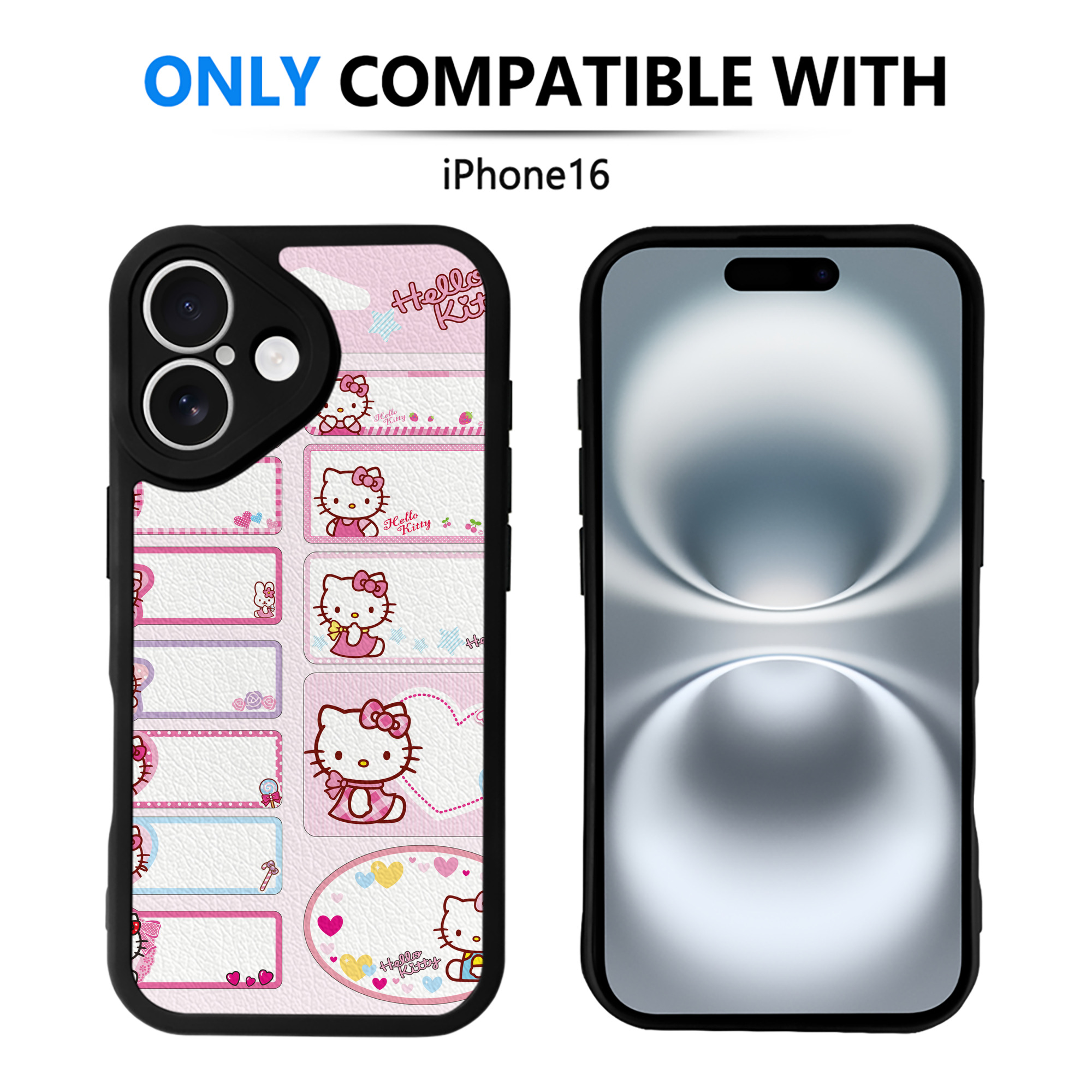 （画像用） Hello Kitty ハローキティ 【iPhone 16シリーズ対応】シリコンスマホケース（レザー調） 材質：シリコン